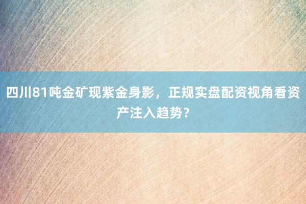 四川81吨金矿现紫金身影，正规实盘配资视角看资产注入趋势？