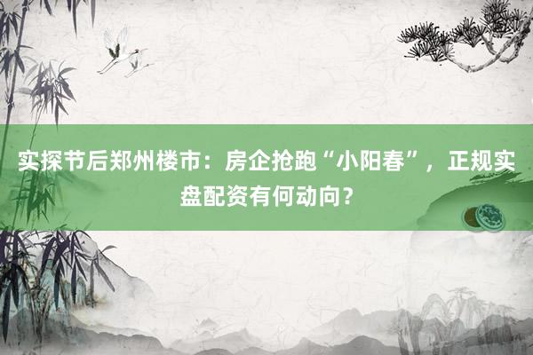 实探节后郑州楼市：房企抢跑“小阳春”，正规实盘配资有何动向？