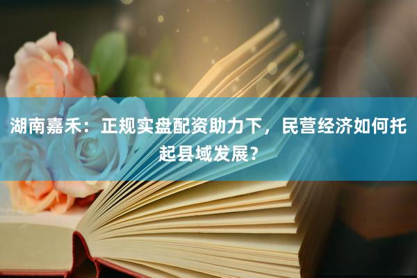 湖南嘉禾：正规实盘配资助力下，民营经济如何托起县域发展？