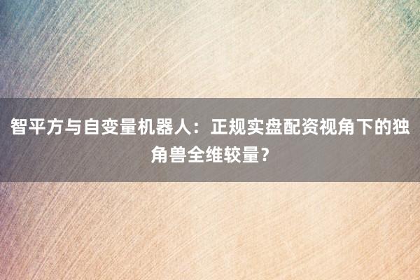 智平方与自变量机器人：正规实盘配资视角下的独角兽全维较量？