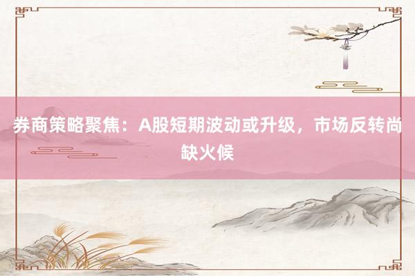 券商策略聚焦：A股短期波动或升级，市场反转尚缺火候