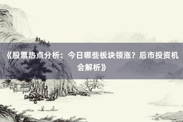 《股票热点分析：今日哪些板块领涨？后市投资机会解析》
