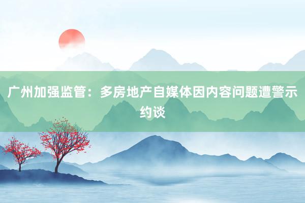 广州加强监管：多房地产自媒体因内容问题遭警示约谈