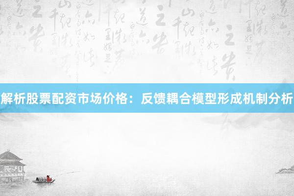 解析股票配资市场价格：反馈耦合模型形成机制分析