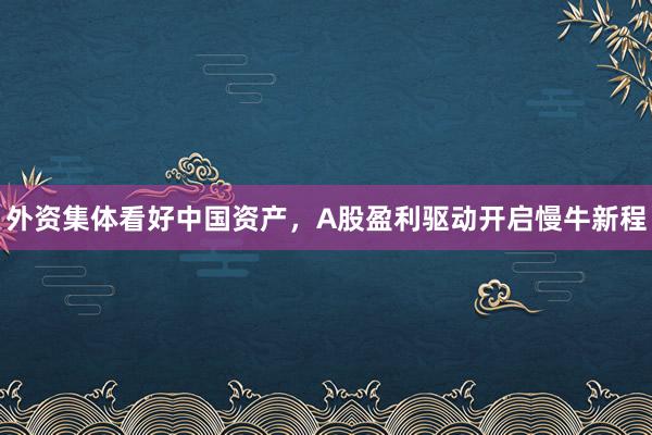 外资集体看好中国资产，A股盈利驱动开启慢牛新程
