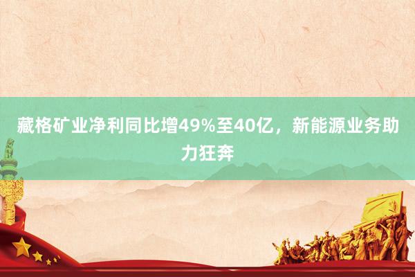 藏格矿业净利同比增49%至40亿，新能源业务助力狂奔
