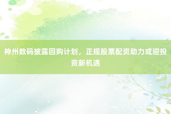 神州数码披露回购计划，正规股票配资助力或迎投资新机遇